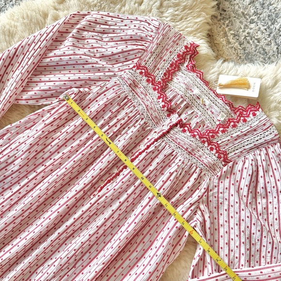 💋SOLD💋 ♥️🌹DÔEN ‘Emmeline’ Organic Cotton Voile Cascading Lace-Trim Nightgown - Picture 10 of 16